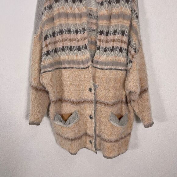 Free People Fair Weather Fuzzy Patterned Cardigan Sweater - Picture 4 of 7